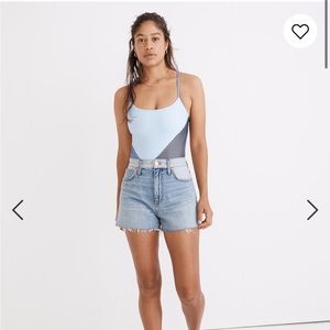 madewell x solid & striped® relaxed denim shorts in cayley wash